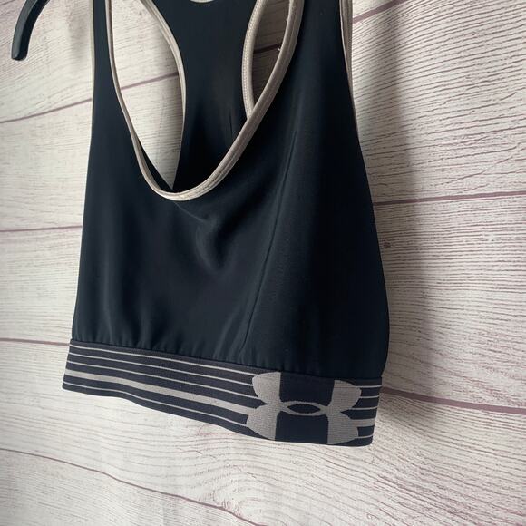 Under Armour Black and Gray Heat Gear Sports Bra Racerback - Picture 4 of 10
